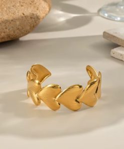 41055 - Pulsera Acero dorada multi corazon