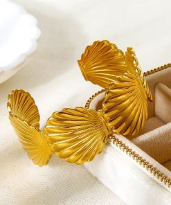 41054 - Pulsera Acero dorada multi almeja