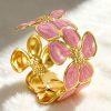 41074 - Pulsera Acero dorada multi flor fucsia
