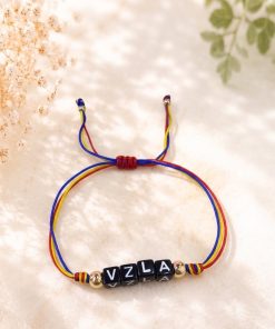 41082-4 Pulsera hilo vzla negro cuadrado