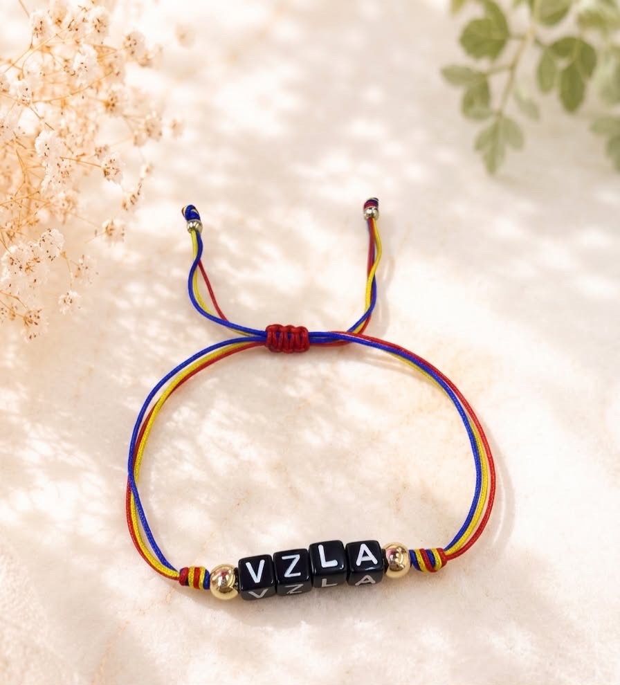 41082-4 Pulsera hilo vzla negro cuadrado (BAJO PEDIDO)
