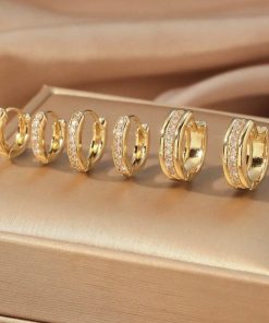 80437 - Set 3 Zarcillos dorado con cristales fucsia