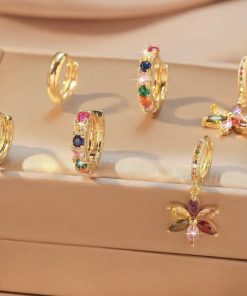 80440 - Set 3 Par Zarcillos dorado con cristales