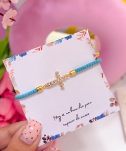 20249 - Pulsera armada cruz con cristales bolitas