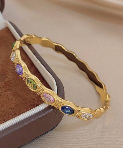 41118-2 Pulsera Acero multi cristal multicolor