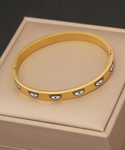 41126 - Pulsera acero multi ojos con pestañas