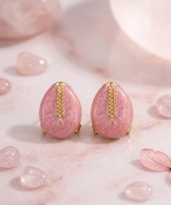 80301-1 Zarcillos de acero esmaltado semilla rosa