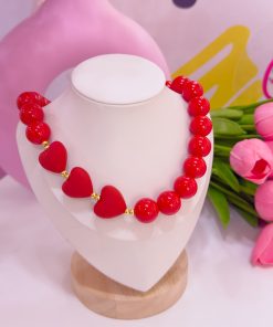 21107 - Collar chicle con corazones rojo