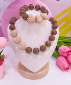 21112 - Collar chicle con balines marron bicolor
