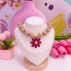 21109 - Collar chicle con balines marron con flor #10