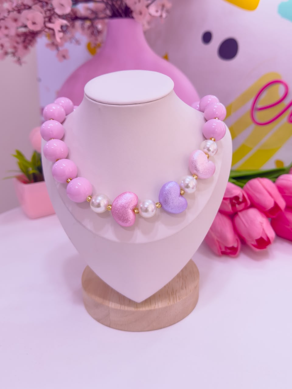 21118 - Collar chicle triple corazon escarchado