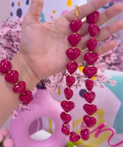 21119 - Collar chicle multi corazon vinotinto
