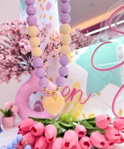 21129 - Collar chicle con corazon y balines