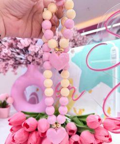21130 - Collar chicle con corazon y balines