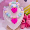 21150 - Collar chicle multicolor corazon fucsia
