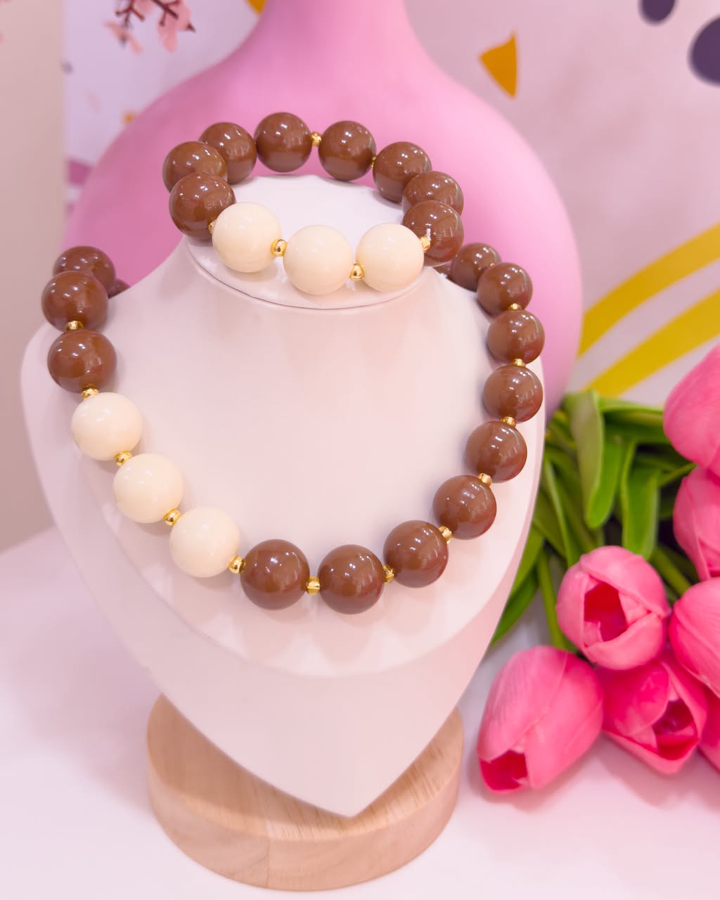 21148 - Collar chicle marron con beige