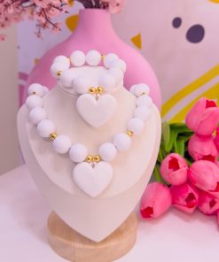 21144 - Collar chicle corazon blanco