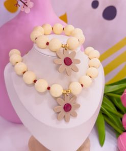 21151 - Collar chicle beige con marron flor