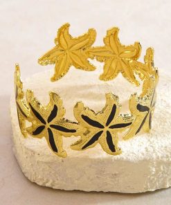 41088-1 Pulsera Acero dorada multi estrella negro