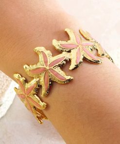41088 - Pulsera Acero dorada multi estrella rosa