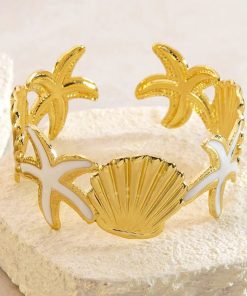 41090 - Pulsera Acero dorada multi estrellas blanco