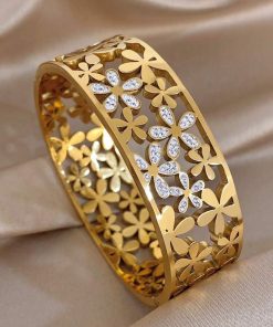 41096 - Pulsera Acero dorada multi petalo