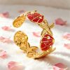41097-1 Pulsera Acero dorada caparazon esmaltado rojo
