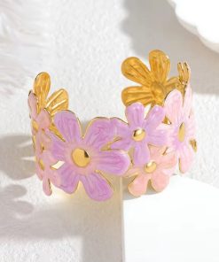 41098 - Brazalete Acero dorada multiflor