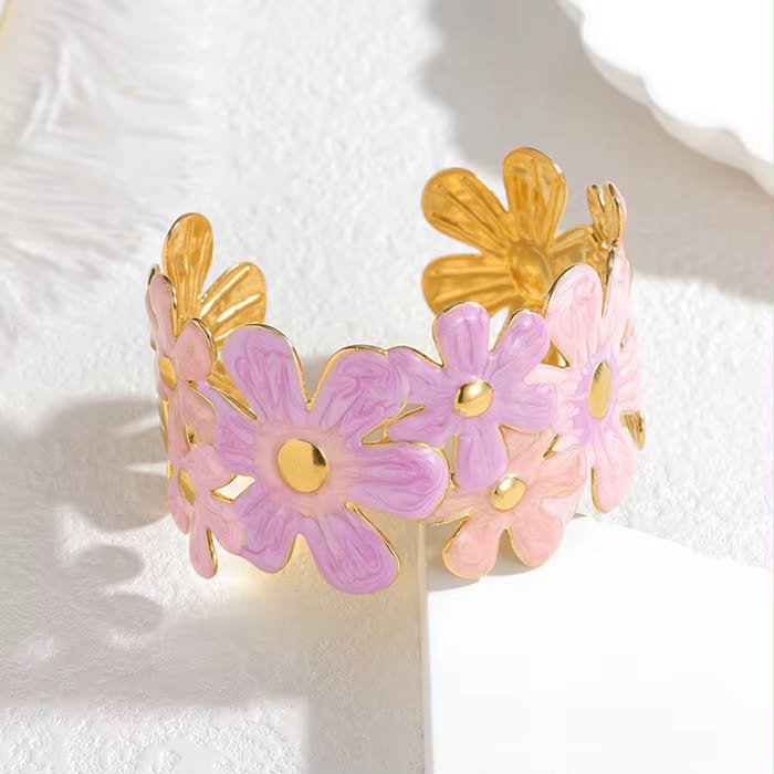 41098 - Brazalete Acero dorada multiflor