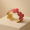 41075-3 Pulsera Acero dorada multi flor rojo
