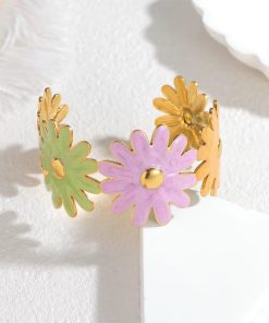 41100 - Brazalete Acero dorada multiflor