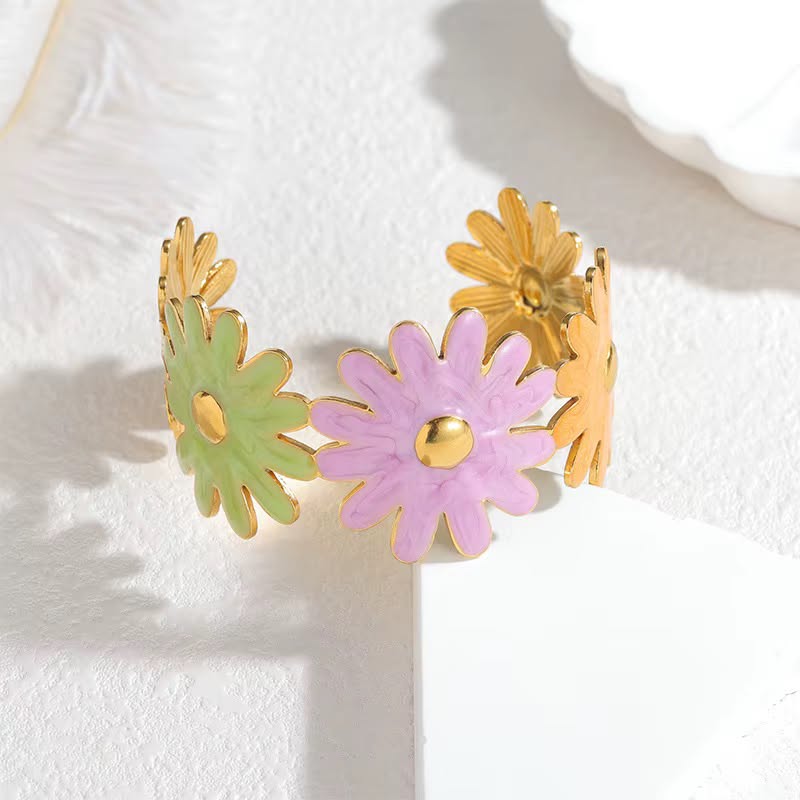41100 - Brazalete Acero dorada multiflor