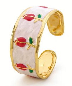 41068 - Pulsera Acero dorada tulipan rojo