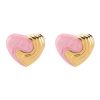 80292 - Zarcillos de acero esmaltado corazon rosa