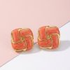 80290-4 Zarcillos de acero esmaltado cuadrado salmon