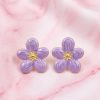 80312-1 Zarcillos morado de acero esmaltado flor 5 petalos ancho