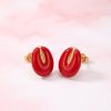 80301 - Zarcillos de acero esmaltado semilla rojo