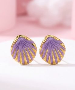 80315-1 Zarcillos morado de acero esmaltado hoja