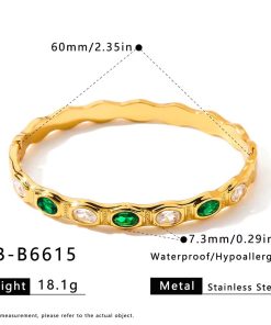 41118-1 Pulsera Acero multi cristal verde