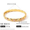 41118 - Pulsera Acero multi cristal rosado
