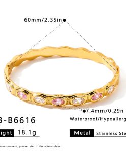 41118 - Pulsera Acero multi cristal rosado