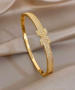41123 - Pulsera Acero doble herradura con cristales