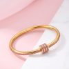 41128-3 Pulsera acero rueda con cristales fucsia