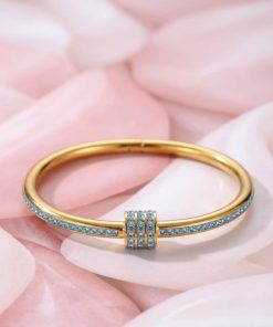 41128 - Pulsera acero rueda con cristales azul