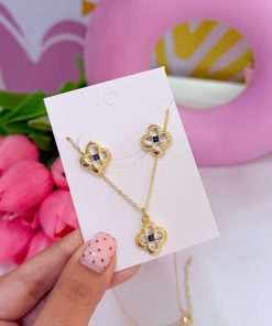21001 - SET Collar con Zarcillos trebol