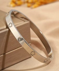 41133 - Pulsera acero plateada trebol