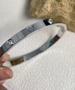 Alternative view of 41137 - Pulsera acero plateada corazones