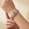 41145 - Pulsera acero plateada con cristales
