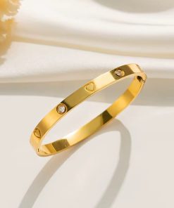 41147 - Pulsera acero dorada corazon con cristal