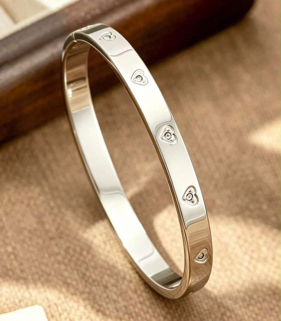 41153-1 Pulsera acero plateada corazon con cristal interno